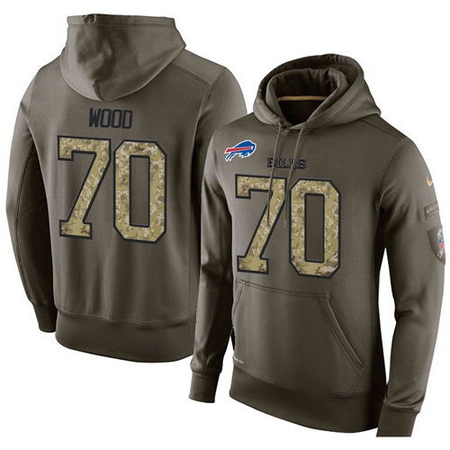 NFL Nike Buffalo Bills #70 Eric Wood Green Salute To Service Men's Pullover Hoodie